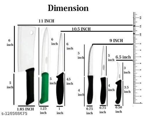 Kitchen Knife Set 6 Knife Set Women's 1st Choice Set (6 Knife,(Bone,Chef,Utility,Pointed,Laser,Fruit)) - Springkart