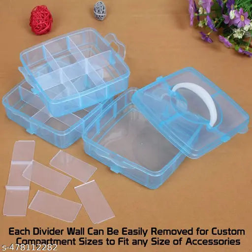 2 Set 18 Grid Jewellery Box ( Blue & Pink )