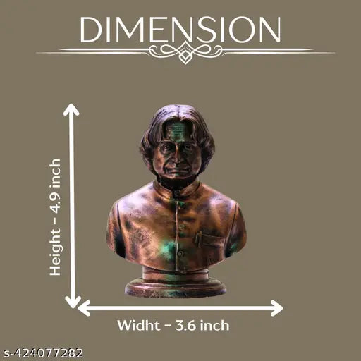 MISS PEACH APJ Abdul Kalam Bust Showpiece | Bronze Finish Inspirational Decor | Motivational Table Statue for Office, Study, Home & School | Compact 4.9 Inch Height | Tribute to Missile Man of India | Educational Gift Item