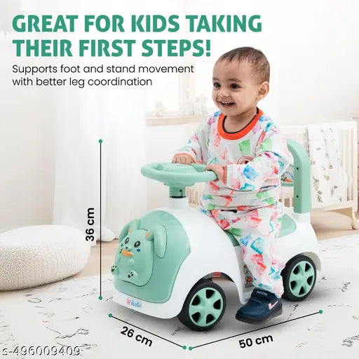 Ride On Cars for Kids 1-5 Years - Push Ride-on with Light Music, Horn Steering, Safety Guard, Backrest and Storage | Durable Push Car for Kids Upto 25Kg (Green)