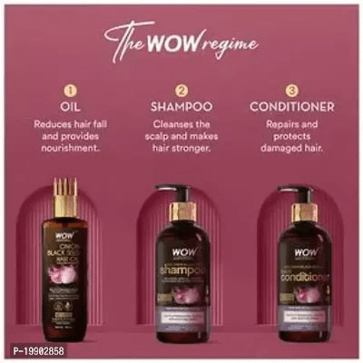 Onion Oil Hair Care Kit for Hair Fall Control - Shampoo 300ml + Conditioner 300ml + Onion Hair Oil 200ml - Springkart