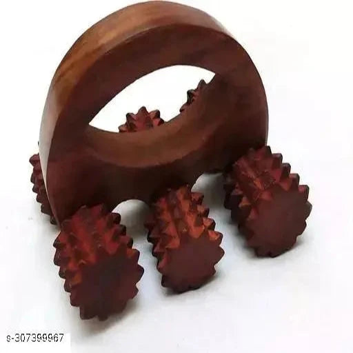 Wooden Acupressure Back Massager Back Pain Relief Massager Multi Purpose Body Massager of 6 Massage Roller - Springkart