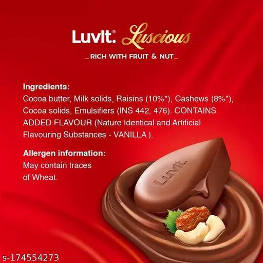 LuvIt Luscious Fruit & Nut Chocolate Bars | Multipack | Deliciously Smooth | Pack of 10 - 46gm Each - Springkart