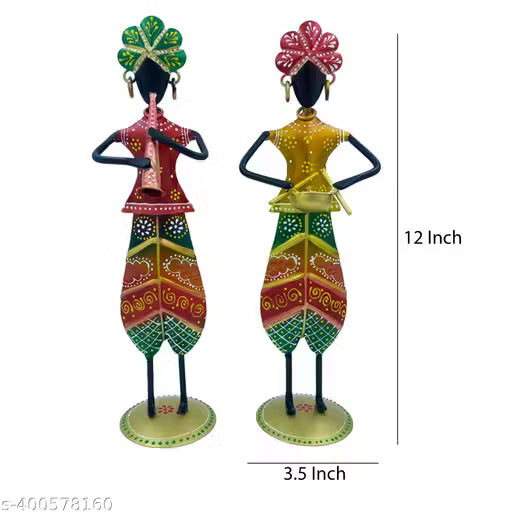 Handicrafy Iron Rajasthani Langa Multi Color Decorative Musician Set Of 2