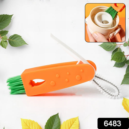 3 in 1 Multifunctional Cleaning Brush Mini Glass Cover Cleaning Brush Bottle Cleaning Brush Set Cup Cleaner Brush Bottle Cap Detail Brush for Bottle Cup Cover Lid Home Kitchen Washing Tool (1 Pc) - Springkart