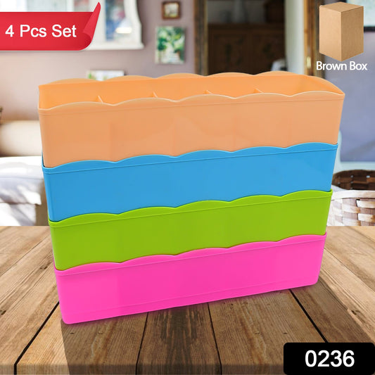 5 Compartments Socks / Handkerchief / Underwear Storage Box Socks Drawer Closet Organizer Storage Boxes (pack of 4) - Springkart