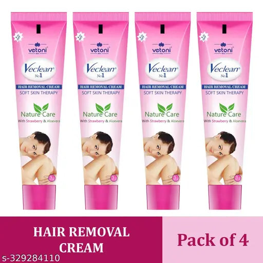 VETONI VECLEAN NO.1 Hair Removal Strawberry tube (Pack of 4) 160gm - Springkart