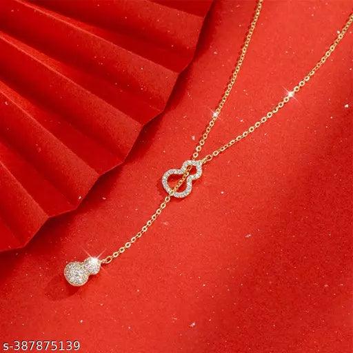 Winnifred Anti Tarnish Stainless Steel RoseGold Diamond Necklace - Springkart