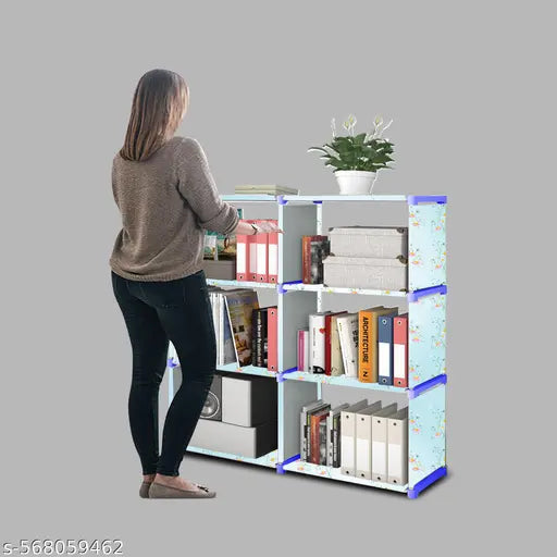 Xcentex - 8 Shelf Book shelf Almirah - Foldable, Collapsible & Portable bookshelf, Showcase bookstand Rack,