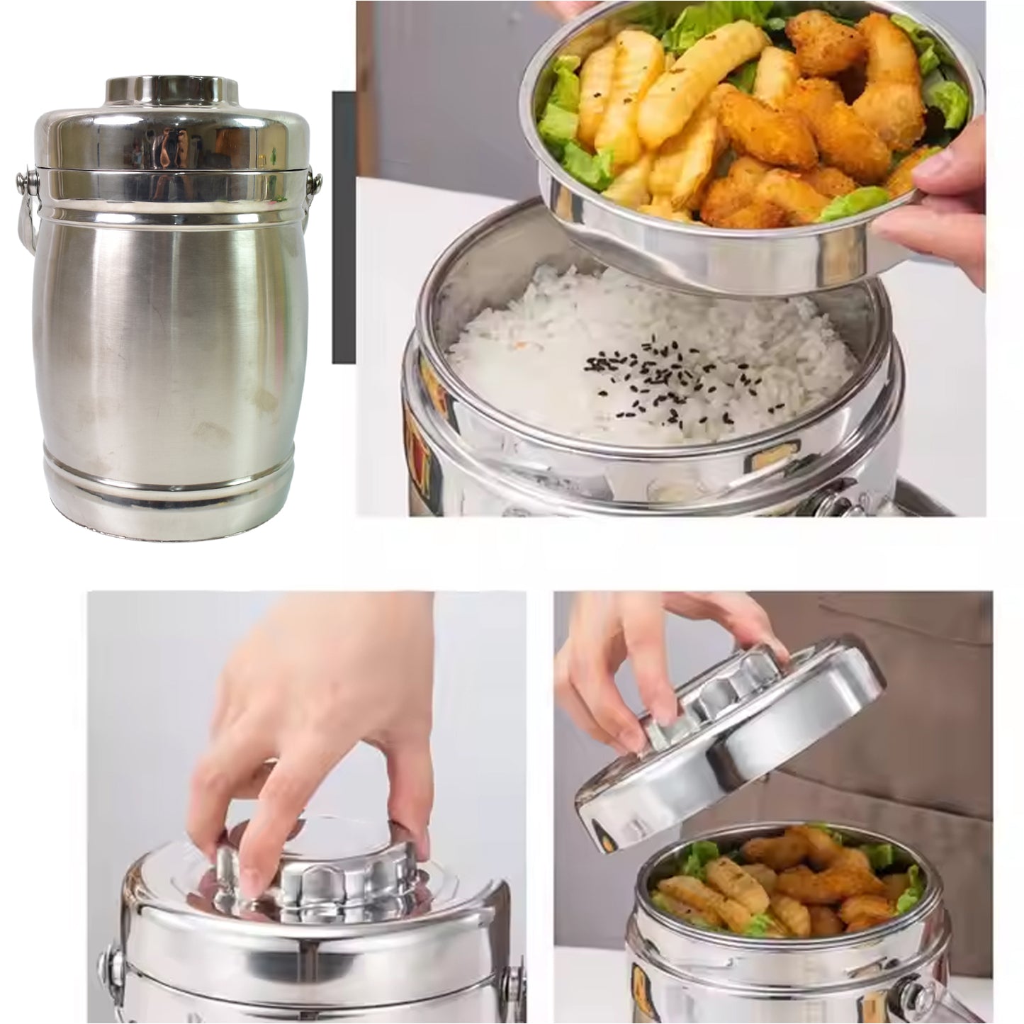 Stainless Steel Lunch Box Insulated Lunch Box Double Vacuumlayer (2.2 Ltr.) - Springkart