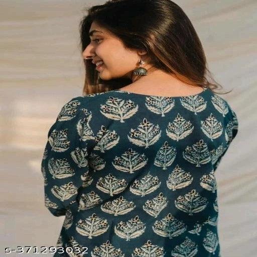 PRINTED SHORT KURTA - Springkart