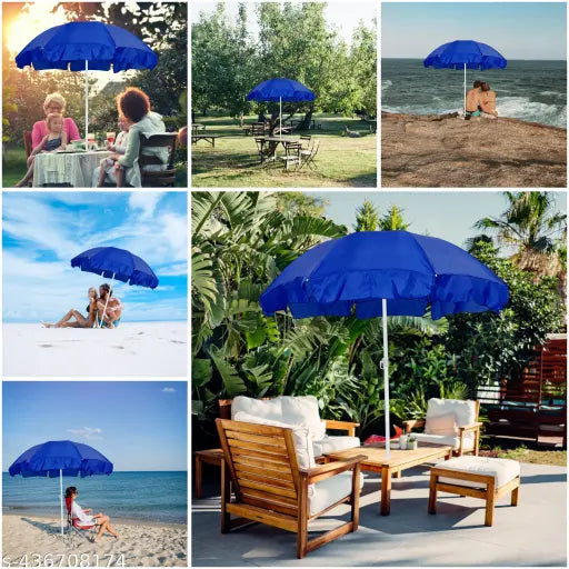 6ft/36Inch Without Stand Outdoor Garden Big Size Umbrella For Shop Hotels And Restaurent - Full Blue - Springkart