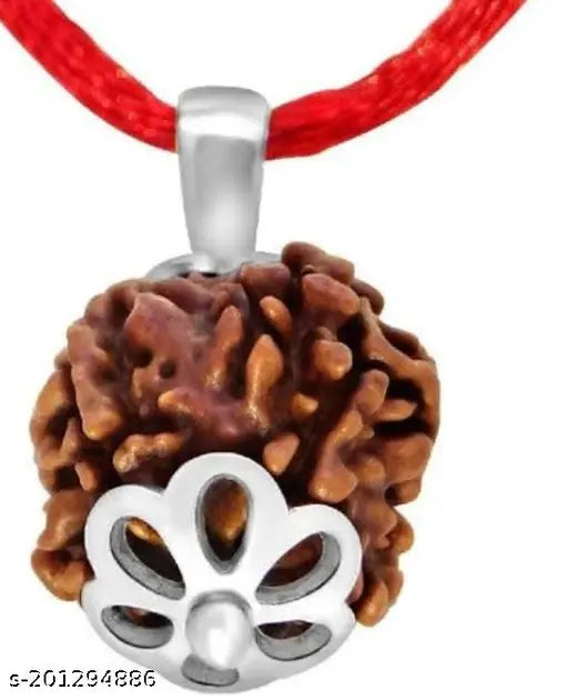 8 Mukhi Metal-capped Rudraksha Pendant With Red Dhaaga and Certificate, - Springkart