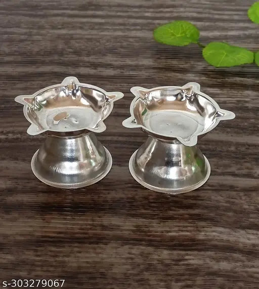 German Silver 5 Star Diya For Pooja -1.5"inch 50 Grams Diwali Gift - Springkart