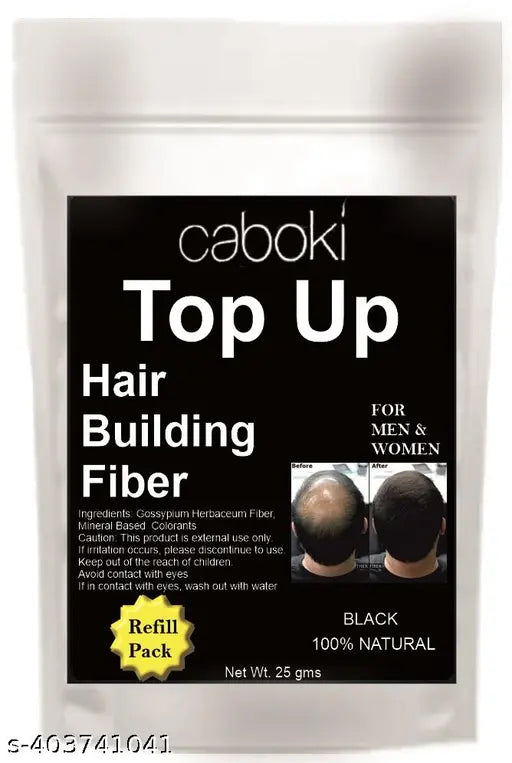 Natural Caboki Hair Fiber Buliding 25 gram Black (Refill Pack) Pack of 4 - Springkart