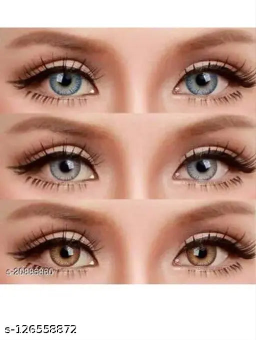 Cosmetics Combo Of 3 pair Lenses (Sky Blue-Grey-Brown) Zero Power /Lenses Only With Case Solution - Springkart