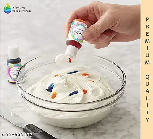 Edible Sparkle Colourshine Food Colouring Set of 10 Vibrant Liquid Food Colours | Food Colour for Cake Decor | Food Colours-Pea Green,Blue,Super Red,Raspberry,Hot Pink,Yellow,Orange,Grape Violet,Purple,Black| Each 25ml