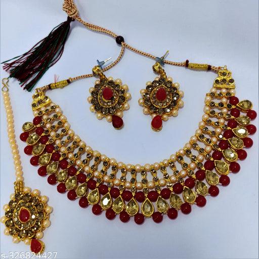 New Fancy Red Colour Neckless for Woman And Girls - Springkart