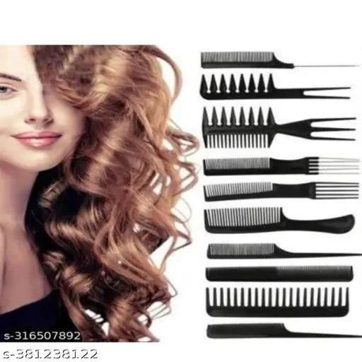 10 HAIR STYLISH SALOON COMB AND 6 PCS HAIR STYLISH CLIPS - Springkart