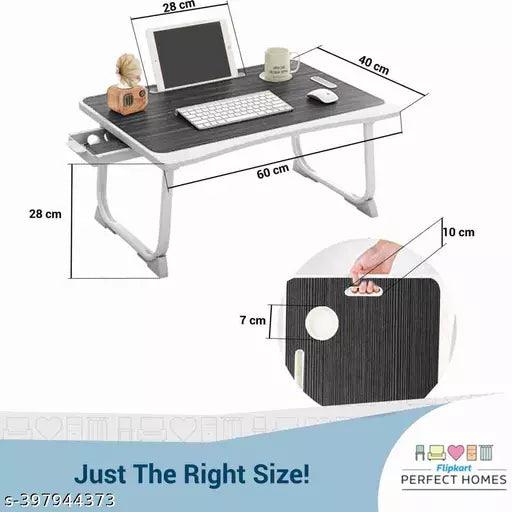 Foldable Wooden Mini Laptop Table for Bed, Study Table with Drawer, Tablet/Mobile Holder for Kids & Adults - Springkart