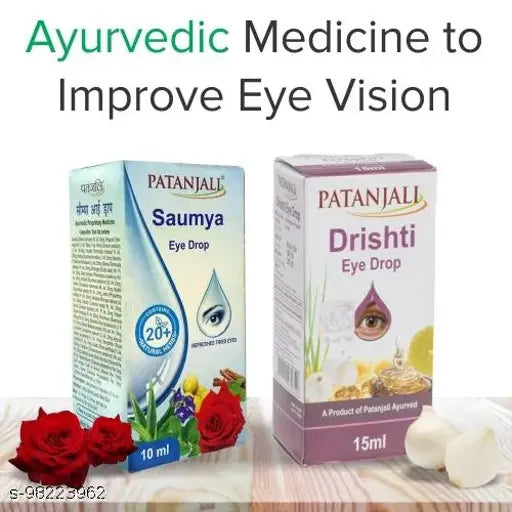 PATANJALI Drishti Eye Drop (10ml) - Pack of 2 + Patanjali Saumya Eye Drop (10ml) - Pack of 2 - Springkart