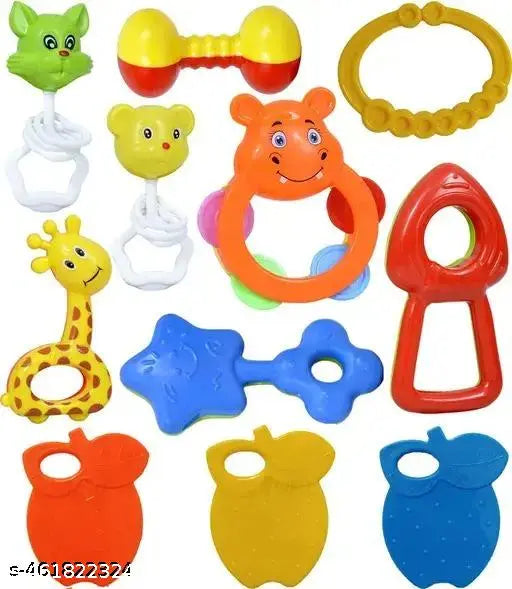 Cute Colorful Rattles for Kids || Sound Rattle Toy for Newborns || Pack of 8 Baby Rattles - Springkart