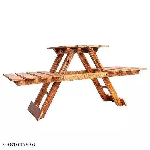Home Decor Wooden Fold-able Stool Set for Living Room & Office Diwali Gift - Springkart