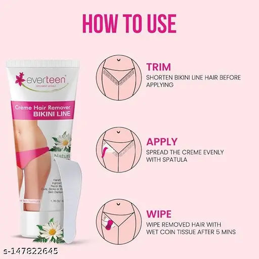 Everteen Hair Remover Creme for Bikini Line & Underarms – 2 Packs (50 gm Each) - Springkart
