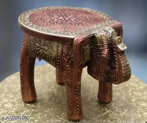 Handcrafted Handmade Decorative Wooden Painted Stool Elephant, 6 -inch, Multicolour - Springkart