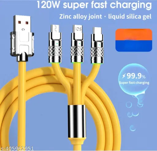3 in 1 fast charging pure metal jack cable - Springkart