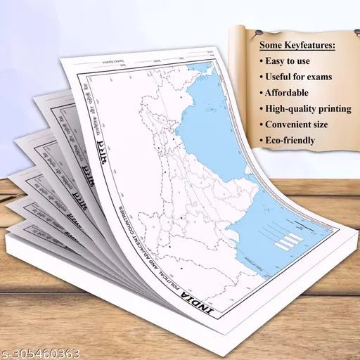 SMALL - 100 INDIA POLITICAL OUTLINE MAP FOR SCHOOL - Springkart