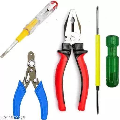 Set of 4 pcs. Combination Plier Wire Stripper Line Tester & 2in1 Screwdriver - Springkart