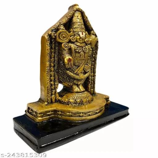 Tirupathi Balaji Sri Venkatesa Perumal Idol Statue Figurine for Home,Pooja Room,Office and Gifting (Gold Colour) Decorative Showpiece - 15 cm - Springkart