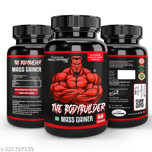 Mass Gainer for Muscle Building, Weight Gain & Muscle Mass Gain Whey Protein 60 Caps (HEALTHPRIME LABS THE BODYBUILDER) - Springkart