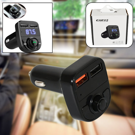 8533 Car-x8 Bluetooth Fm Transmitter Kit For Hands-free Call Receiver Music Player Call Receiver Fast Mobile Charger Ports For All Smartphoneswith 3.1a Quick Charge Dual Usb Car Charger - Springkart