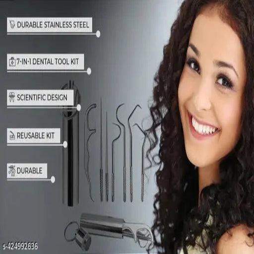 Dental Tools, 7 in 1 Stainless Steel Teeth Cleaning Tool Kit - Springkart