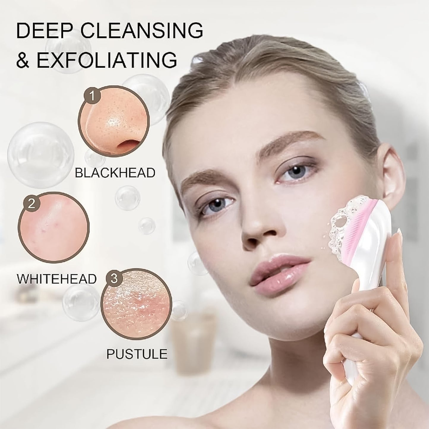 Silicone Face Scrubber Exfoliating Brush Manual Handheld Facial Cleansing Brush (1 Pc) - Springkart