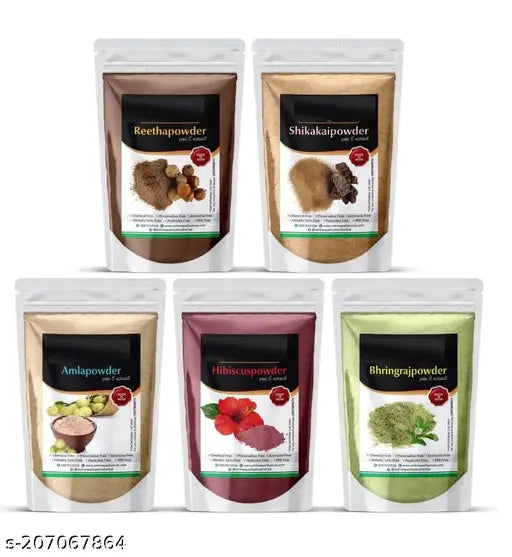 Amla, Reetha, Shikakai, Bringraj and Hibiscus Powder for Hair (50g each) = 250gm - Springkart