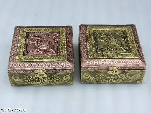 Pack of 2 Jewellery Box (Coper, Golden) Diwali GIFT !!! - Springkart