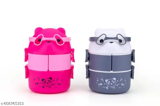 kid lunch box for kids lovely teddy bear with one small box and two spoon Grey Teddy bear lunchbox