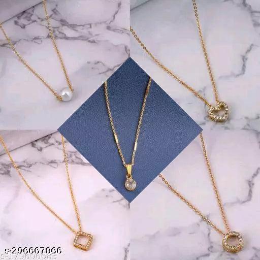 New Stylish & Fancy Exclusive Micro Gold Plated Combo Necklace Chain for Women and Girls (BUY 2 GET 3 FREE) - Springkart