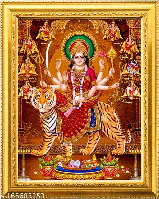Sherawali mata/Durga Maa/Nav Durga on Tiger/MATA vaishno Devi (6inches x 8inches) - Springkart