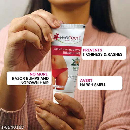 everteen Bikini Line Hair Remover Creme - Natural for Women 1 Pack (50g Each) - Springkart
