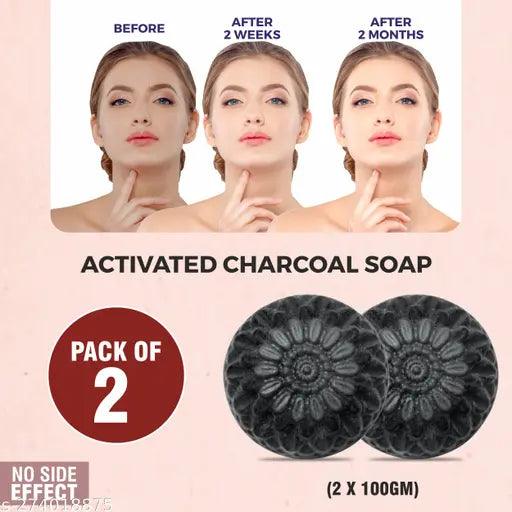 Cleaning & Exfoliating Activated Charcoal Soap For Men & Women pack of 2 - Springkart