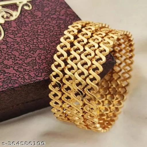Brass Golden Designer Bangles For Women And Girls - Springkart