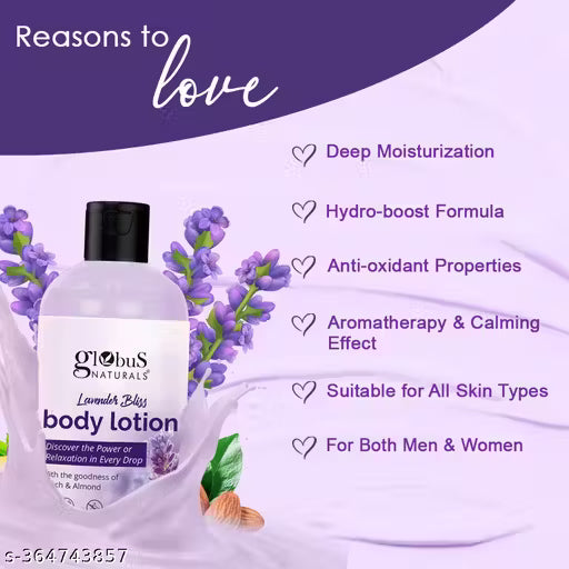 Globus Naturals Body & Face Combo Lavender Body Lotion, Body Wash & Face Wash for Women & Men