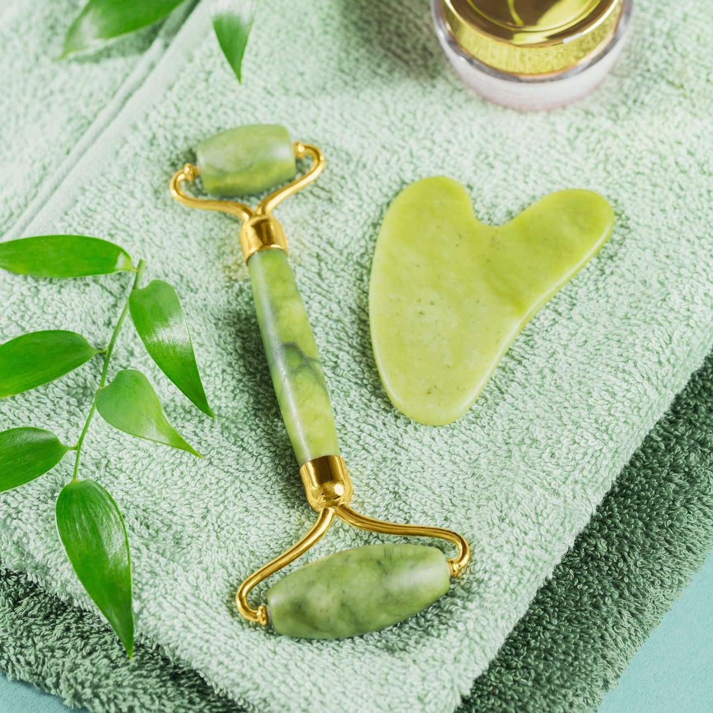 0318 Gua Sha Stone And Anti Aging Jade Roller Massager For Face Massage Natural Face Skincare Massager Face Roller Massager For Women Face Shaper Jade Roller And Gua Sha Set For Glowing Skin - Springkart