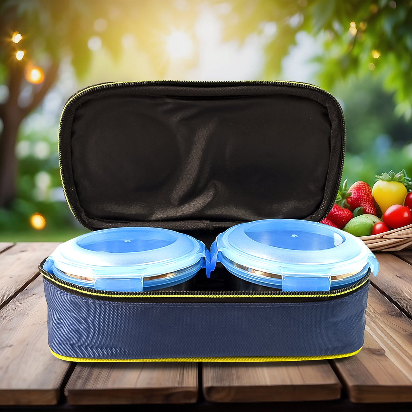 Bite Lunch Box With Insulated Fabric Lunch Bag Plastic Spoon Fork - Springkart
