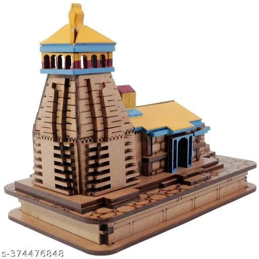 Kedarnath Temple in Wood Color 3D Model Mandir Statue Fully Polished and Hand Crafted Multicolour - Springkart