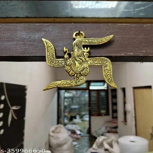 Metal Om Trishul Swastik Trishakti Yantra Door/Wall Hanging - Springkart